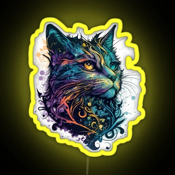Colorful Cute Cat RGB Neon Sign