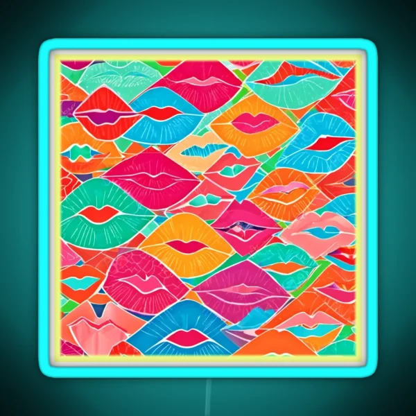 Colorful Kisses Design RGB Neon Sign