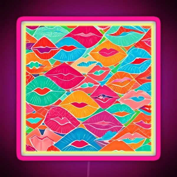 Colorful Kisses Design RGB Neon Sign