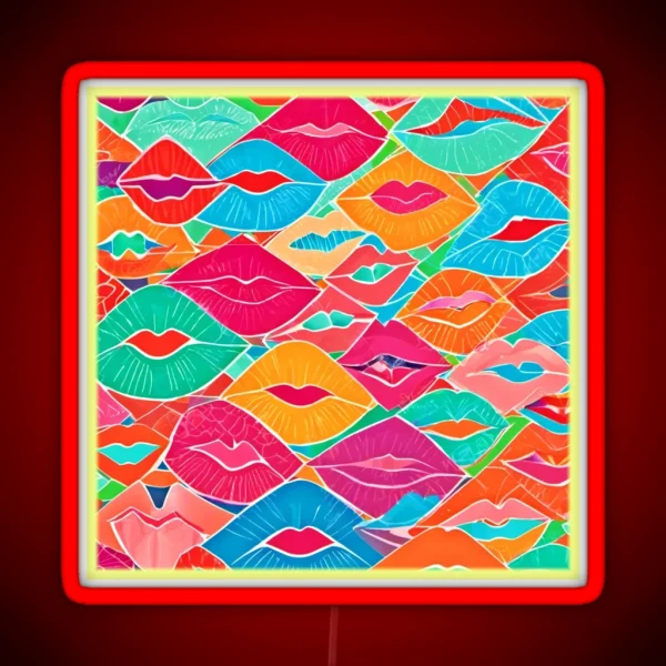 Colorful Kisses Design RGB Neon Sign