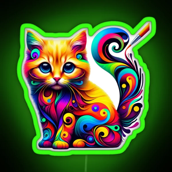 Colorful Kitten RGB Neon Sign
