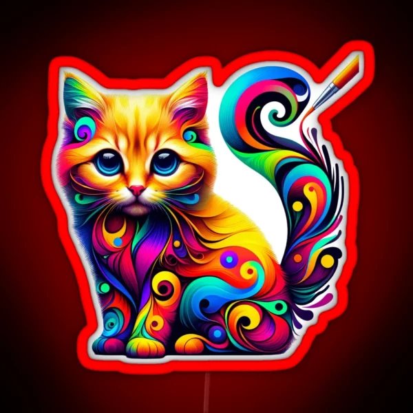Colorful Kitten RGB Neon Sign