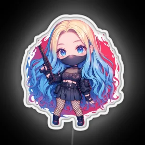 Colorful Ninja Girl Chibi RGB Neon Sign