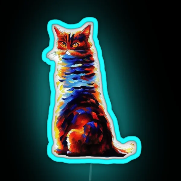 Colorful Painted Cat Sunny Vibes RGB Neon Sign