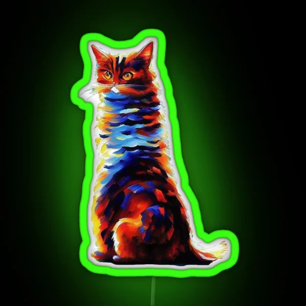 Colorful Painted Cat Sunny Vibes RGB Neon Sign