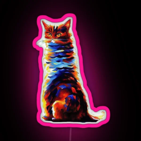 Colorful Painted Cat Sunny Vibes RGB Neon Sign