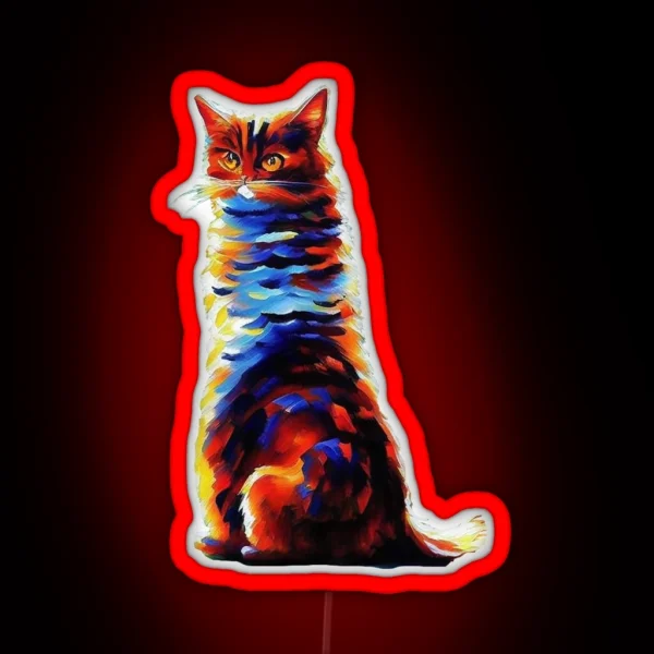 Colorful Painted Cat Sunny Vibes RGB Neon Sign