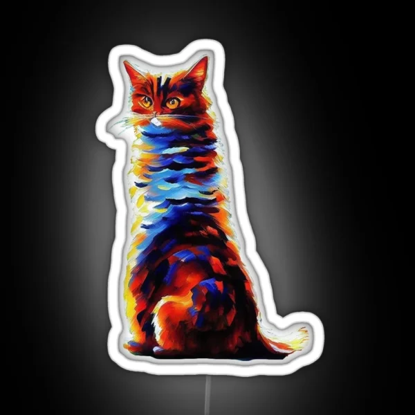 Colorful Painted Cat Sunny Vibes RGB Neon Sign