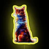 RGB Neon Sign with Colored Painted Cat Design Artwork