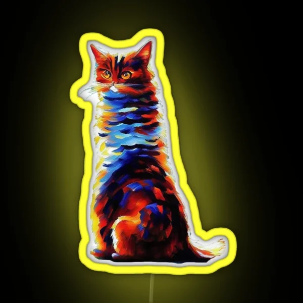 Colorful Painted Cat Sunny Vibes RGB Neon Sign