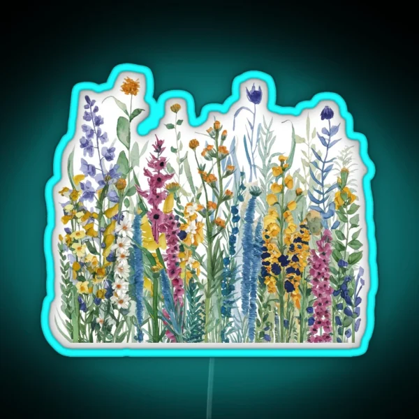 Colorful Wildflowers Botanicals Floral RGB Neon Sign