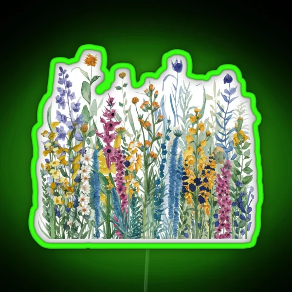 Colorful Wildflowers Botanicals Floral RGB Neon Sign