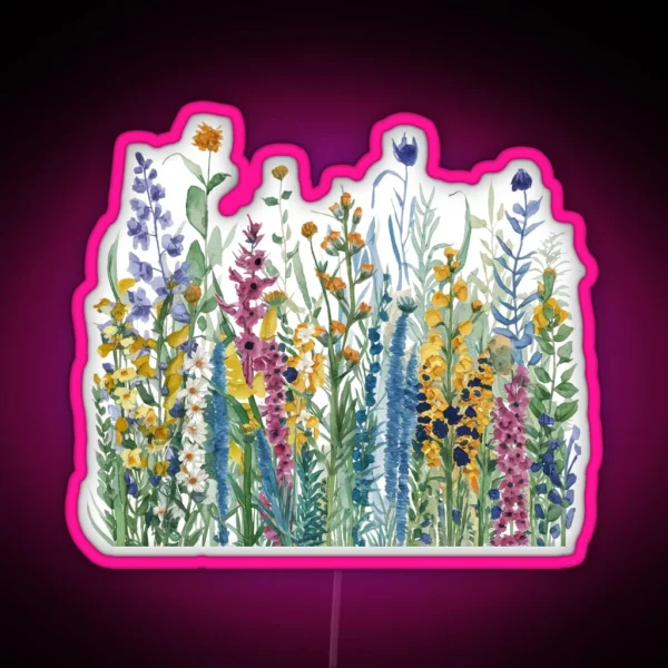 Colorful Wildflowers Botanicals Floral RGB Neon Sign