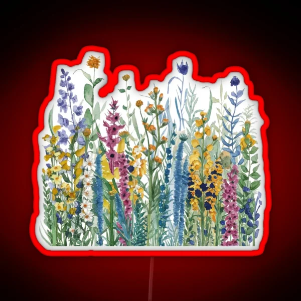 Colorful Wildflowers Botanicals Floral RGB Neon Sign