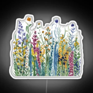 Colorful Wildflowers Botanicals Floral RGB Neon Sign