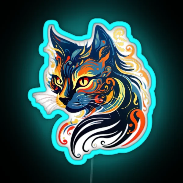 Colourful Rainbow Cat RGB Neon Sign