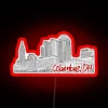 Bright City Nights: Vibrant RGB Neon Sign with Cincinnati OH Skyline