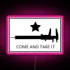 Vibrant RGB Neon Sign Featuring 'Come and Take It' Artistic Design