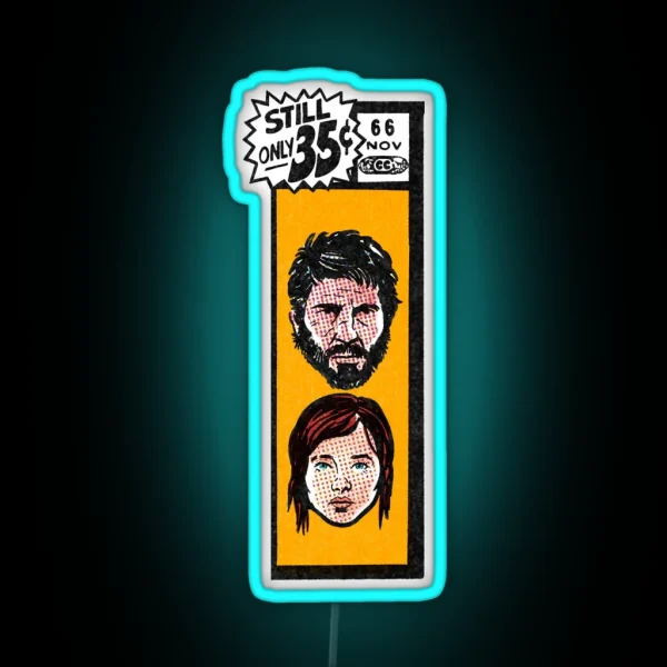 Comic Book Corner Box Joel And Ellie The Last Of Us Fan RGB Neon Sign