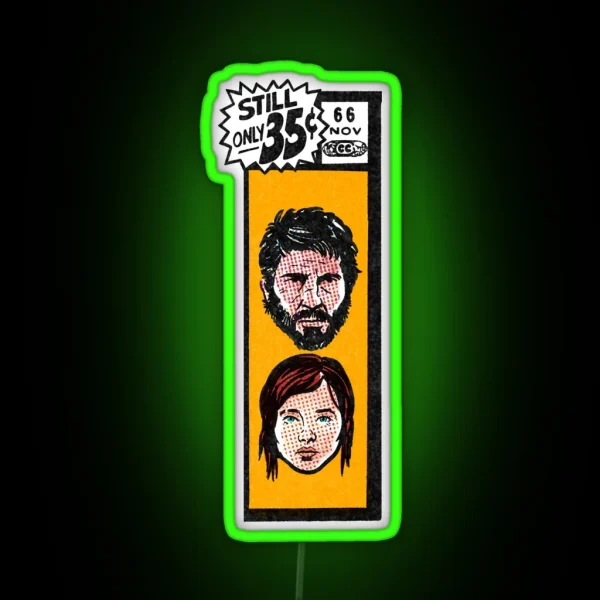 Comic Book Corner Box Joel And Ellie The Last Of Us Fan RGB Neon Sign