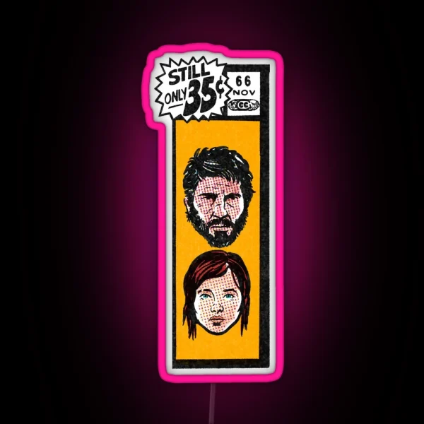 Comic Book Corner Box Joel And Ellie The Last Of Us Fan RGB Neon Sign