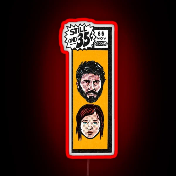 Comic Book Corner Box Joel And Ellie The Last Of Us Fan RGB Neon Sign