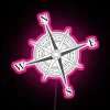 Vibrant compass direction indicator with colorful rgb neon sign lighting