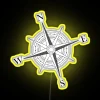 Vibrant colorful LED compass directional signage for commercial or office use.