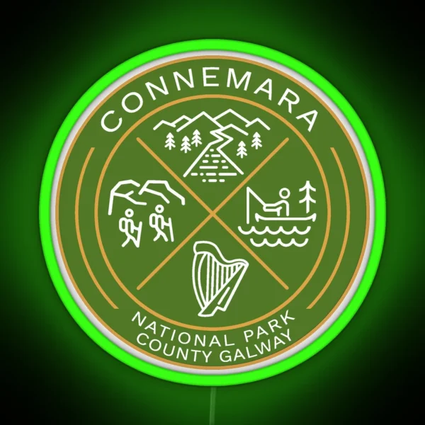 Connemara National Park Ireland Heraldic Logo RGB Neon Sign