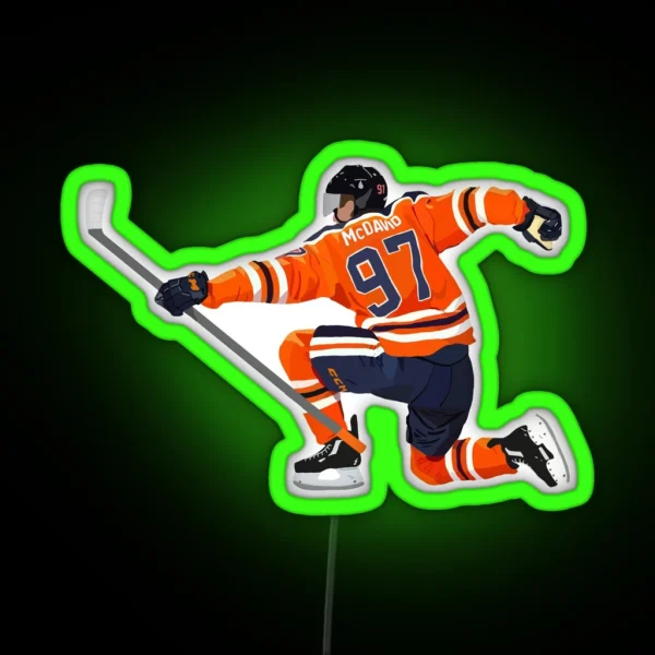 Connor Mcdavid Celebration RGB Neon Sign