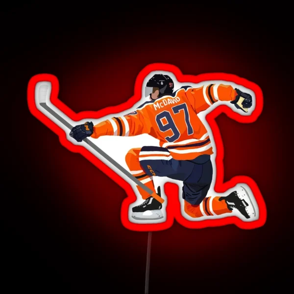 Connor Mcdavid Celebration RGB Neon Sign