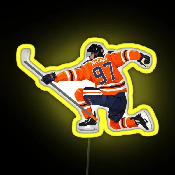 Connor Mcdavid Celebration RGB Neon Sign