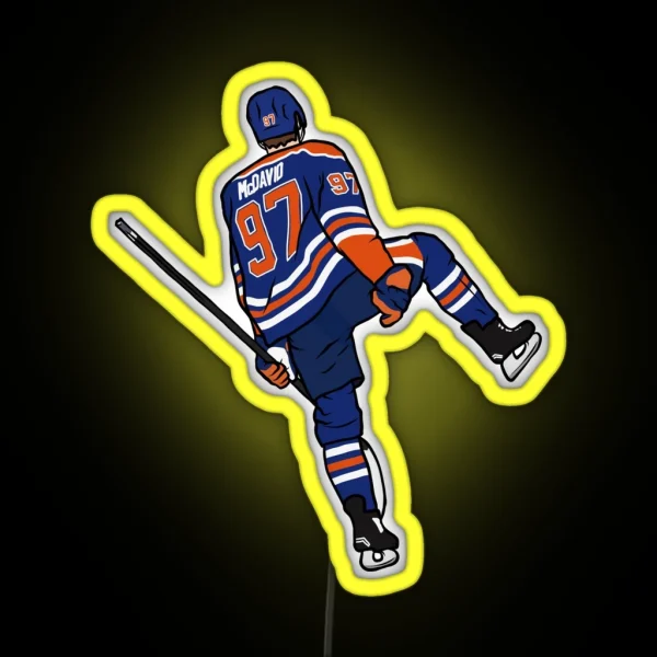 Connor Mcdavid Celebration RGB Neon Sign