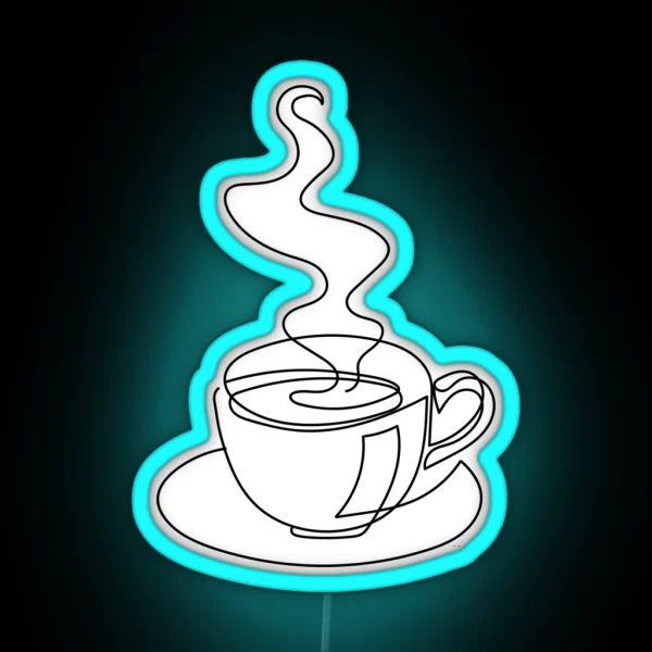 Continuous Line Art Of Hot Drink RGB Neon Sign