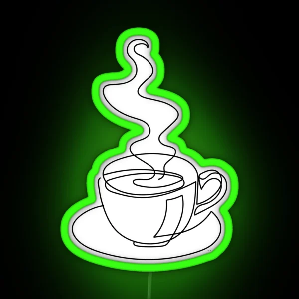 Continuous Line Art Of Hot Drink RGB Neon Sign