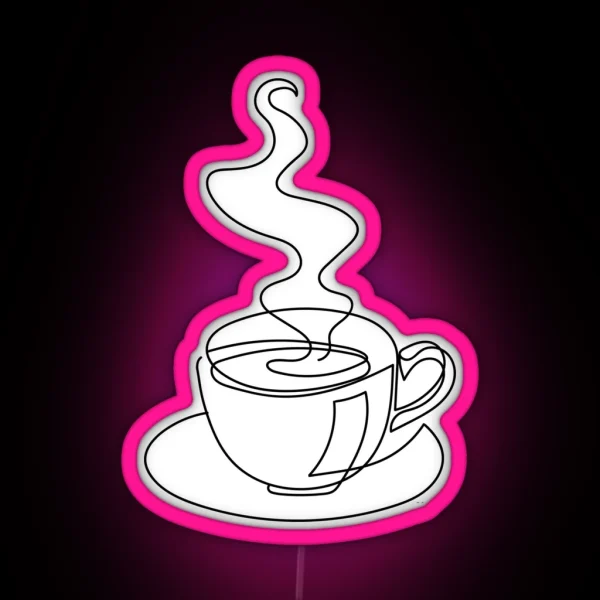 Continuous Line Art Of Hot Drink RGB Neon Sign