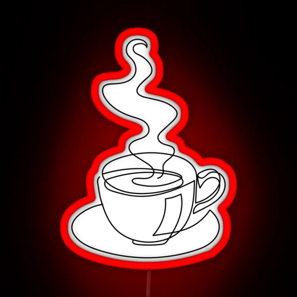 Continuous Line Art Of Hot Drink RGB Neon Sign
