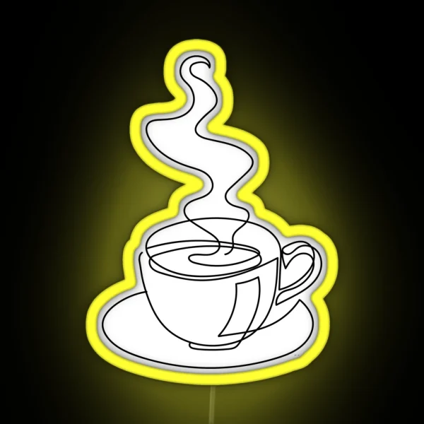 Continuous Line Art Of Hot Drink RGB Neon Sign
