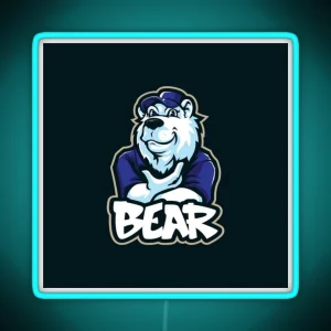 Cool Bear Mascot Design RGB Neon Sign