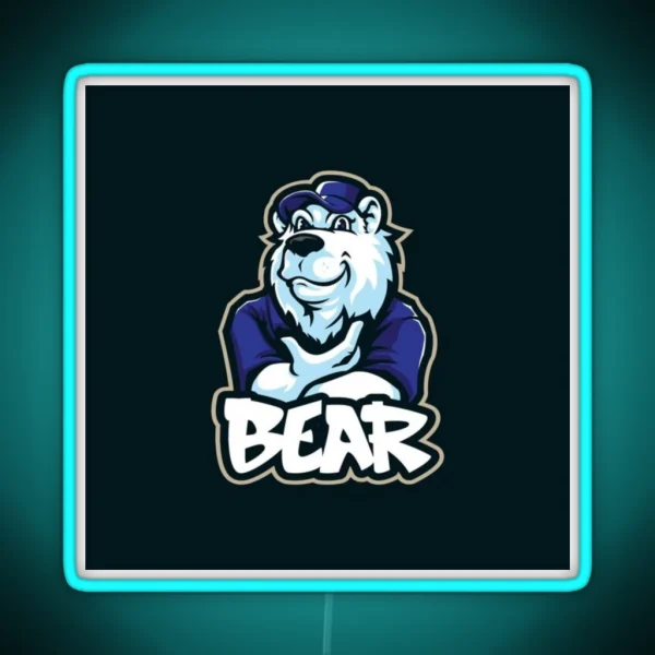 Cool Bear Mascot Design RGB Neon Sign