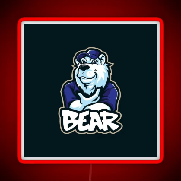 Cool Bear Mascot Design RGB Neon Sign