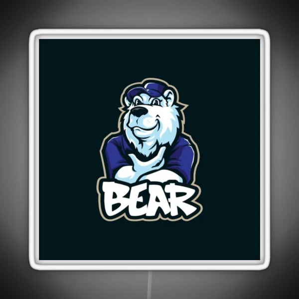 Cool Bear Mascot Design RGB Neon Sign