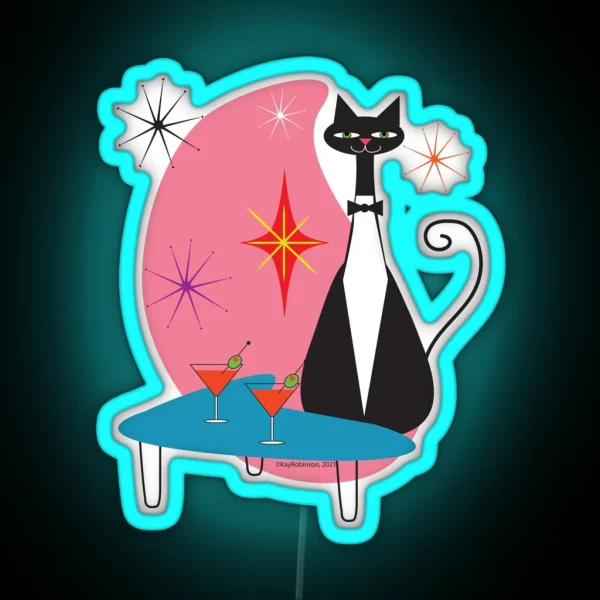Cool Cat Cocktail Party RGB Neon Sign