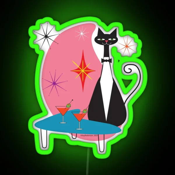 Cool Cat Cocktail Party RGB Neon Sign