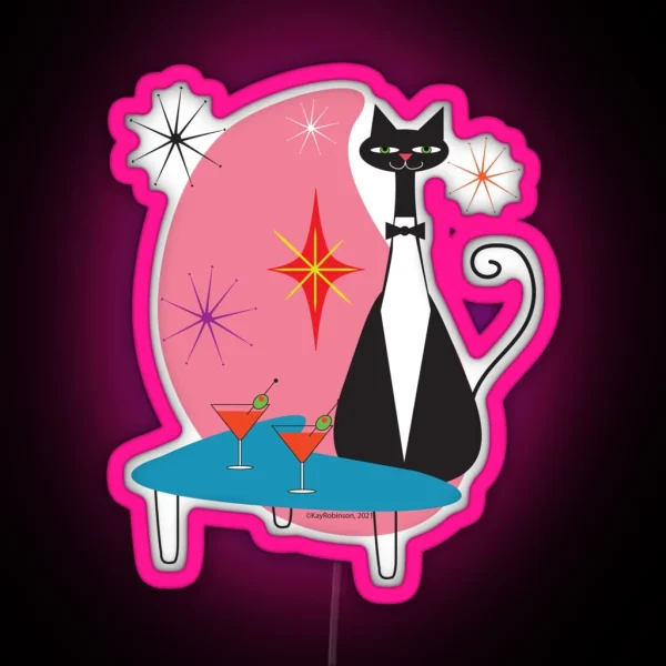 Cool Cat Cocktail Party RGB Neon Sign