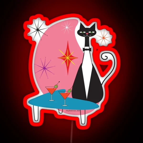 Cool Cat Cocktail Party RGB Neon Sign