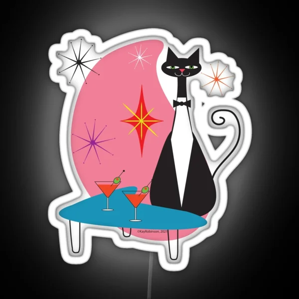 Cool Cat Cocktail Party RGB Neon Sign
