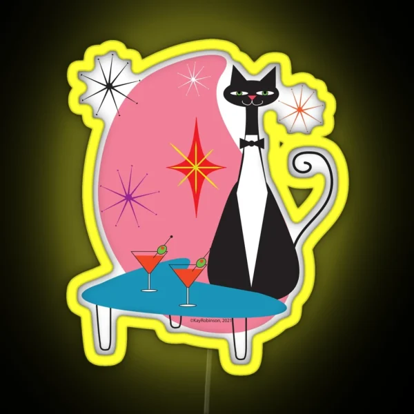 Cool Cat Cocktail Party RGB Neon Sign