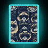 Futuristic neon sign featuring cat goggles and bold color accents