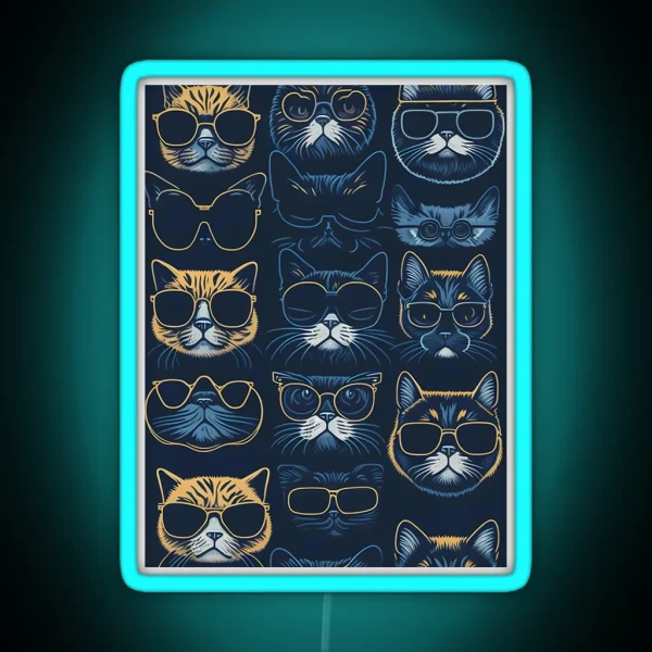 Cool Cat Crew Goggles And Attitude RGB Neon Sign